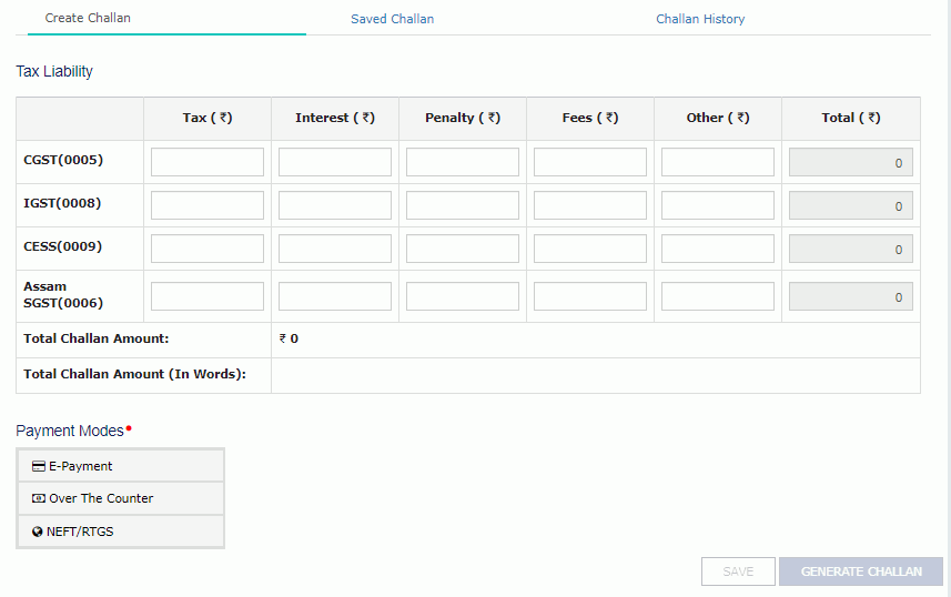 Select the desired payment mode