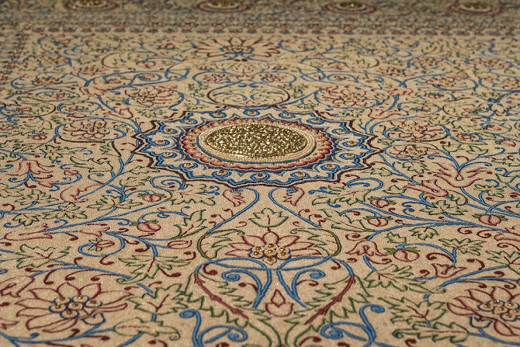 The Baroda Carpet is woven with 1.5-million pearls and semi-precious stones harvested from the Gulf.