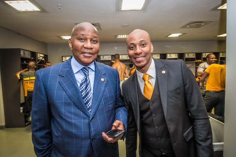 Kaizer Chiefs founder and owner-chairman Kaizer Motaung Sr. (L) has wished his son Kaizer Motaung Jr. (R) well in the new role.