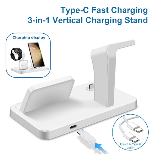 Title 2, Vertical Three-in-one Watch Wireless Charger St...