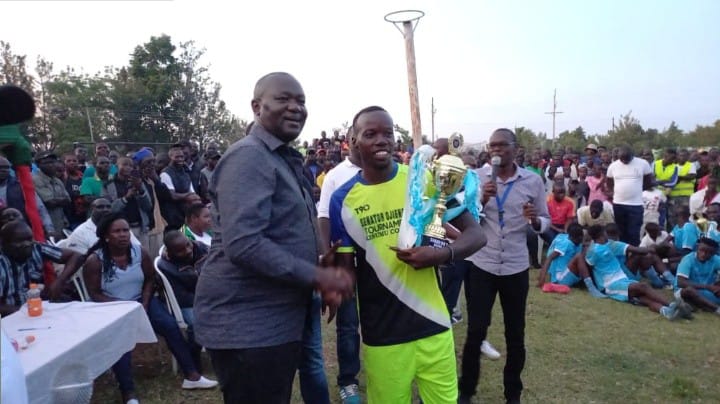 Kisumu Senator Prof Tom Ojienda during Senator’s super cup tournament at Kit Mikayi in Seme subcounty on Thursday.