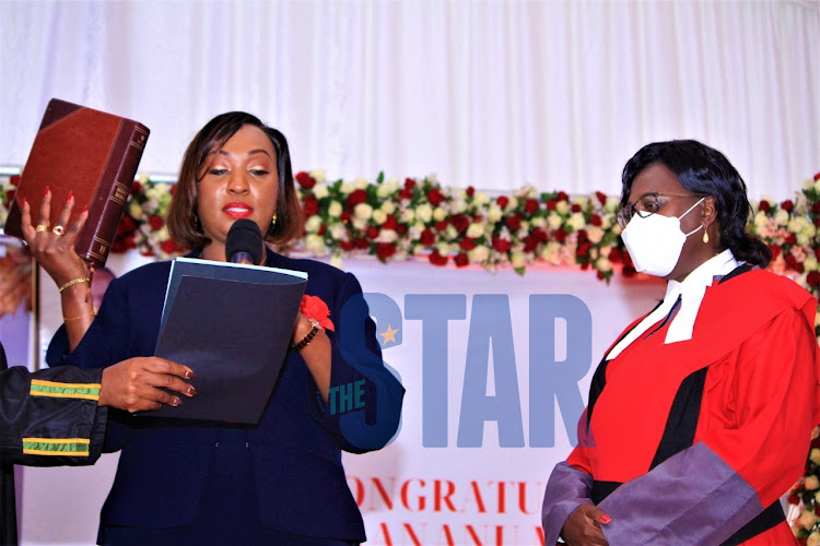 Nairobi County Governor Ann Kananu takes oath of office at KICC on November 16, 2021.