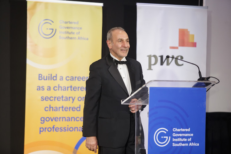 CGISA CEO Stephen Sadie at the 2022 CGISA Integrated Reporting Awards gala dinner on November 9 2022 at the Wanderers Club in Johannesburg. Picture: Supplied/CGISA