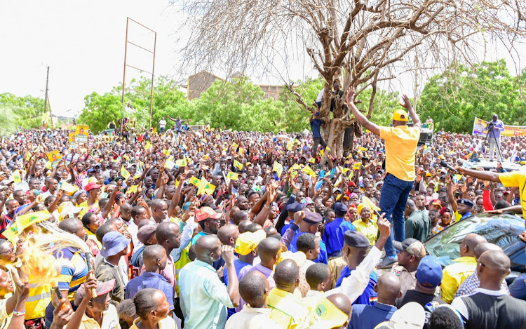 Kiharu MP Ndindi Nyoro during Kwenza Kwanza campaigns in Tharaka Nithi on July 2,2022.