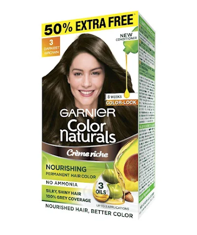 Garnier Color Naturals Hair Color 3 Darkest Brown 36 Ml