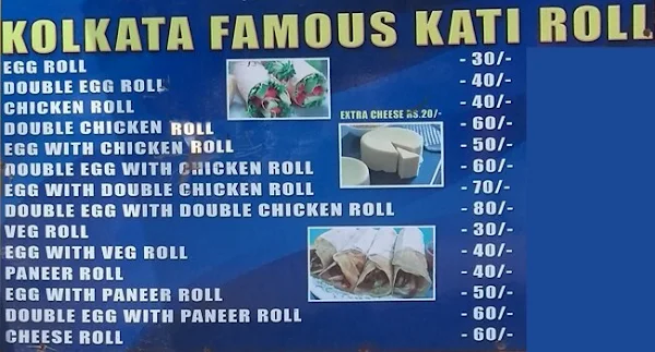 Kolkata Famous Kati Roll menu 