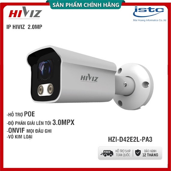 Camera Ip Poe Hiviz 2.0Mpx Hi - I202S30Dm | Hi - I202C25M | Hi - I212C20P - Sản Phẩm Chính Hãng Mai Hoàng