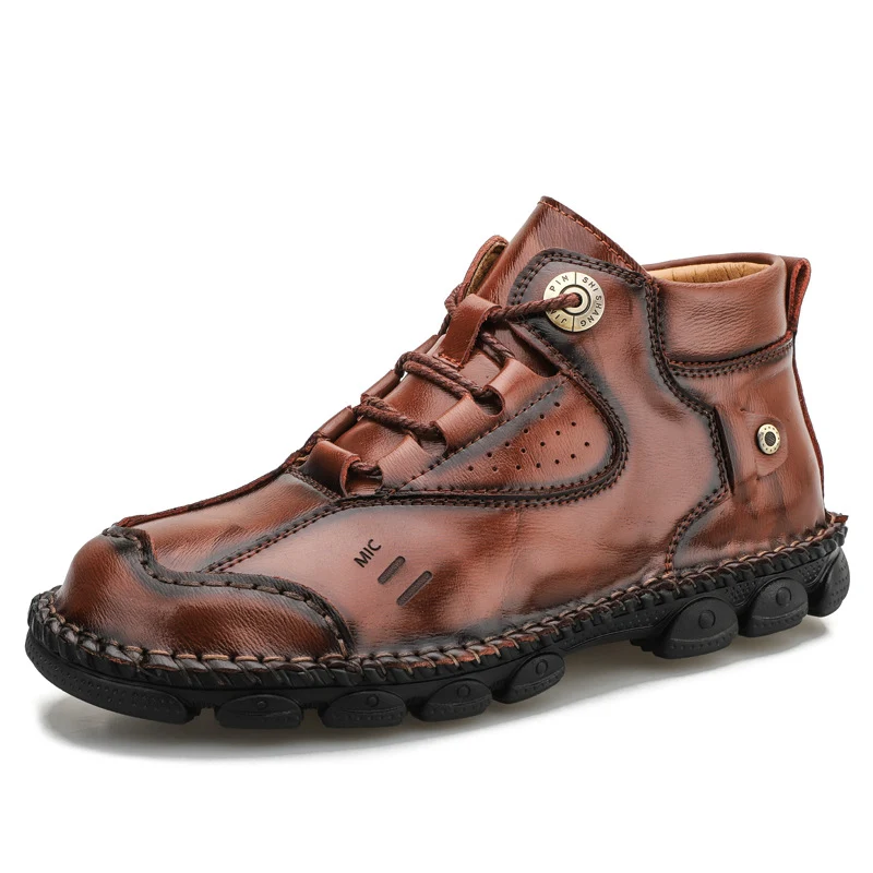 Nowe skórzane buty za kostkę w stylu brytyjskim na wiosnę i jesień, antypoślizgowe, idealne na ulicę, zapewniające wygodę i modny wygląd.