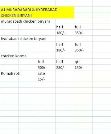 A1 Muradabadi & Hydrabadi Chicken Biryani menu 