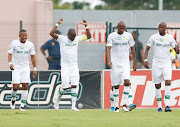 Hlompho Kekana of Mamelodi Sundowns celebrates during the Telkom Knockout 2019 Semi Final match between Golden Arrows and Mamelodi Sundowns at Sugar Ray Xulu Stadium on November 23, 2019 in Durban, South Africa.
