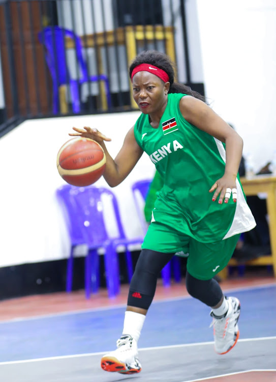 Busia Women Rep. Catherine Omanyo during yesterday's action against Rwanda