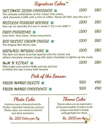 Little Cake House menu 