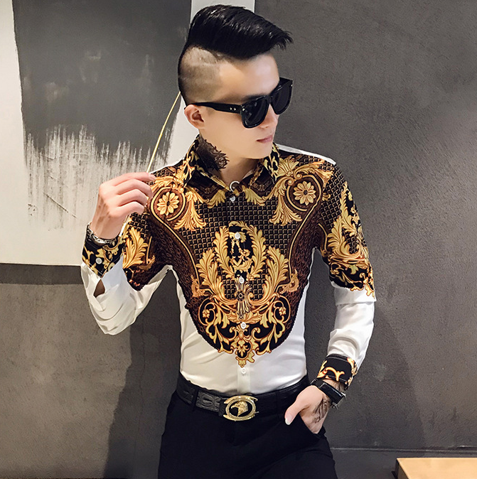 New Long-Sleeved Trendy Youth Casual Printed Shirt