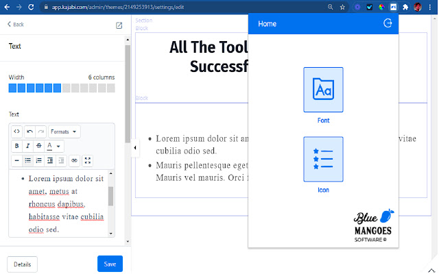 BMS Kajabi Font And Icon Tool chrome extension