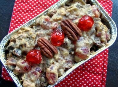 Do not have a color picture of the baked cake, but a lady took this picture of the same recipe that she was making just before it went into the oven.