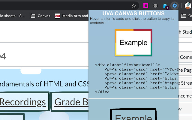 UVA buttons and backgrounds chrome extension