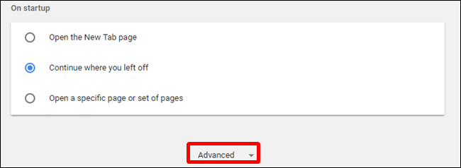 Google Chrome Advanced settings