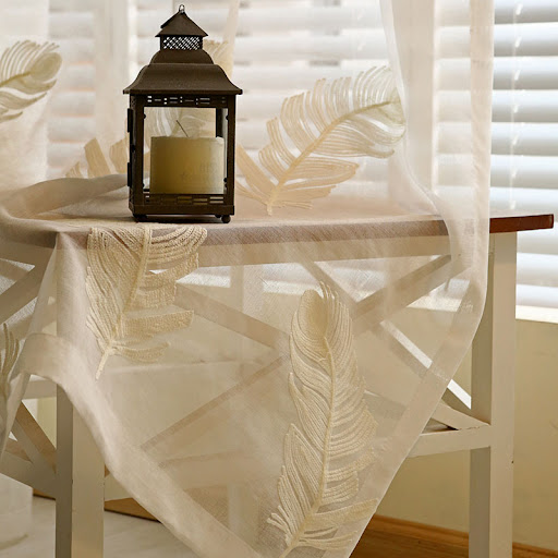 Title 4, Feather white embroidered window screen for fre...