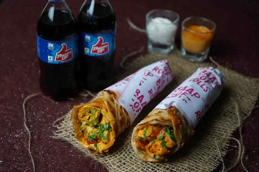 Malai Chaap Roll With Tandoori Paneer Roll & 2 Cold Drinks (250 Ml)