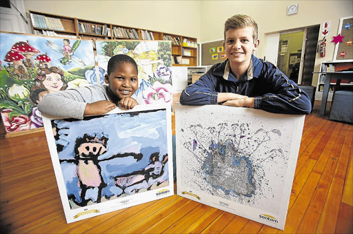 MAKING A MARK: Sisonke Majola and Michael Prioleau will have art appearing in the Santam Child Art Calendar 2016 Picture: MARK ANDREWS