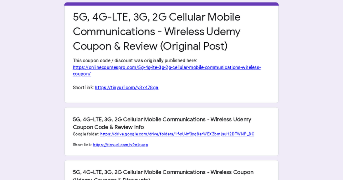 5G, 4GLTE, 3G, 2G Cellular Mobile Communications Wireless Udemy