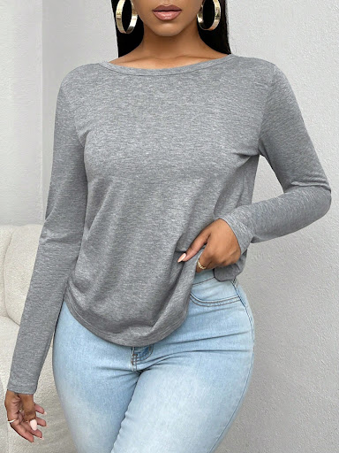 Title 5, Womens Backless Round Neck Long-sleeved T-shir...
