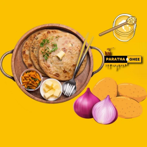 Aloo Pyaz Paratha [Desi Ghee]