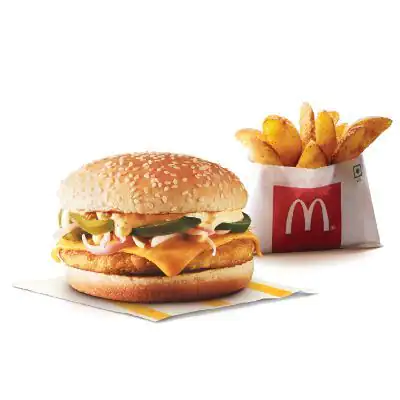 Grilled Chicken & Cheese Burger + Masala Wedges (R)