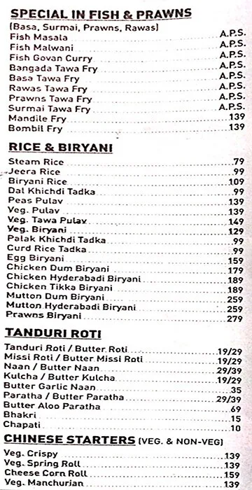 Sharvi Family Kitchen menu 