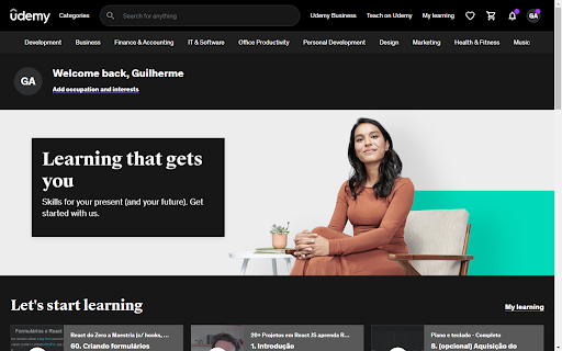 Udemy Dark Theme Preview 2