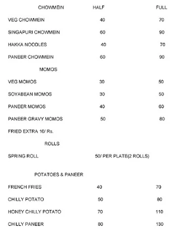 Vansh Fast Food Corner menu 