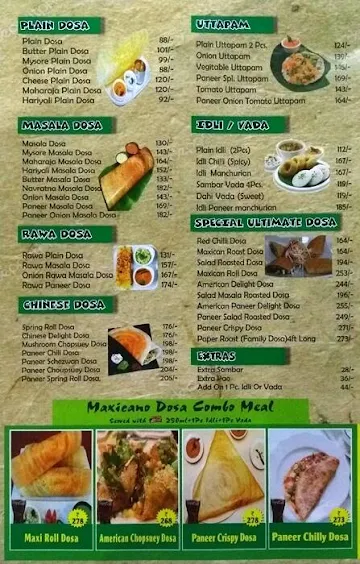 Dosa n Chinese menu 