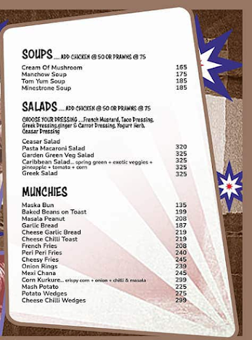 Pop Tate's menu 