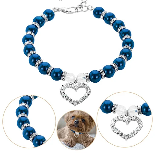 Male Dog Bow Tie Collar for Small Dogs Neck Collars for Cats Pearls And Diamonds Rope Dog Collar Cat Collars for Boys No