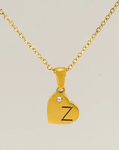 Collier pendentif cœur en acier tit - 1