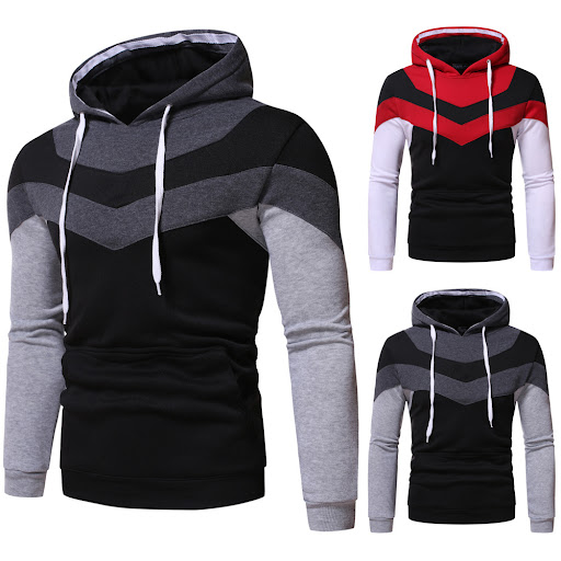 Title 7, Mens Solid Color Casual Color Block Pullover H...