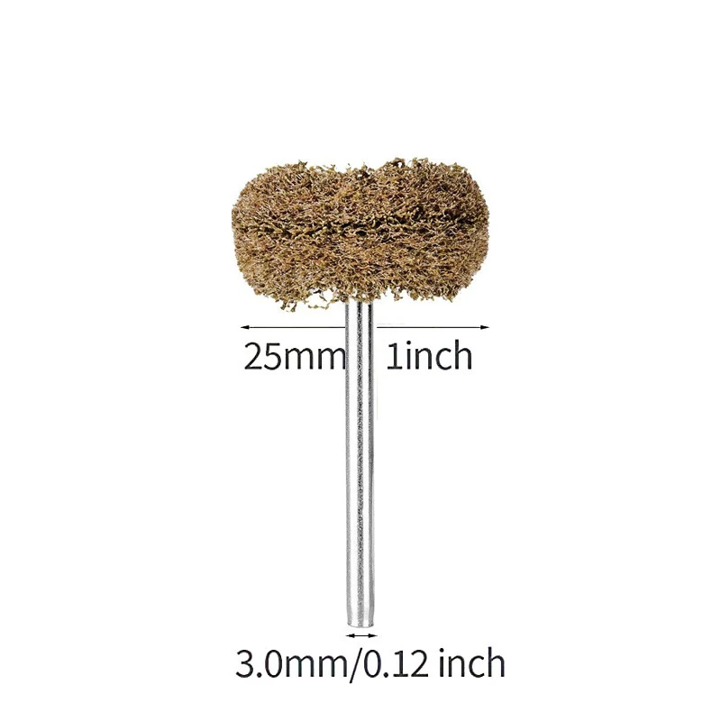 Cabezal de pulido de nylon con cepillo y molienda, mini cepillo con mango de 3 mm para detalles finos y pulido preciso.