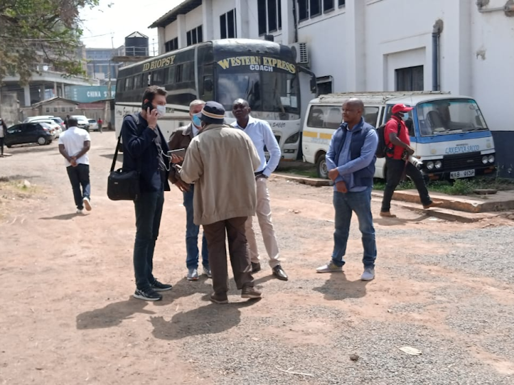 Kapseret MP Oscar Sudi with Turkish nationals outside at the Anti-Terror Nairobi Offices on Ngong Road where Harun Aydin had been detained on August 7, 2021.