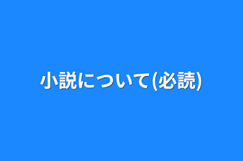 小説について(必読)