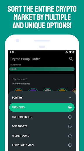 Screenshot Crypto Pump Finder for Bitcoin