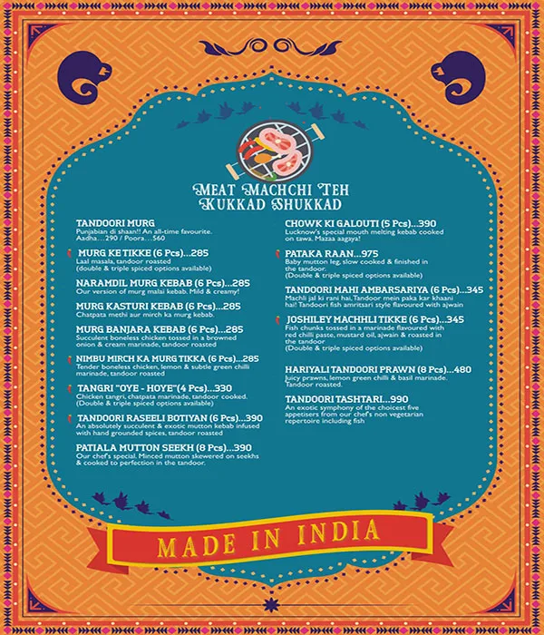 The Grand Trunk Road menu 