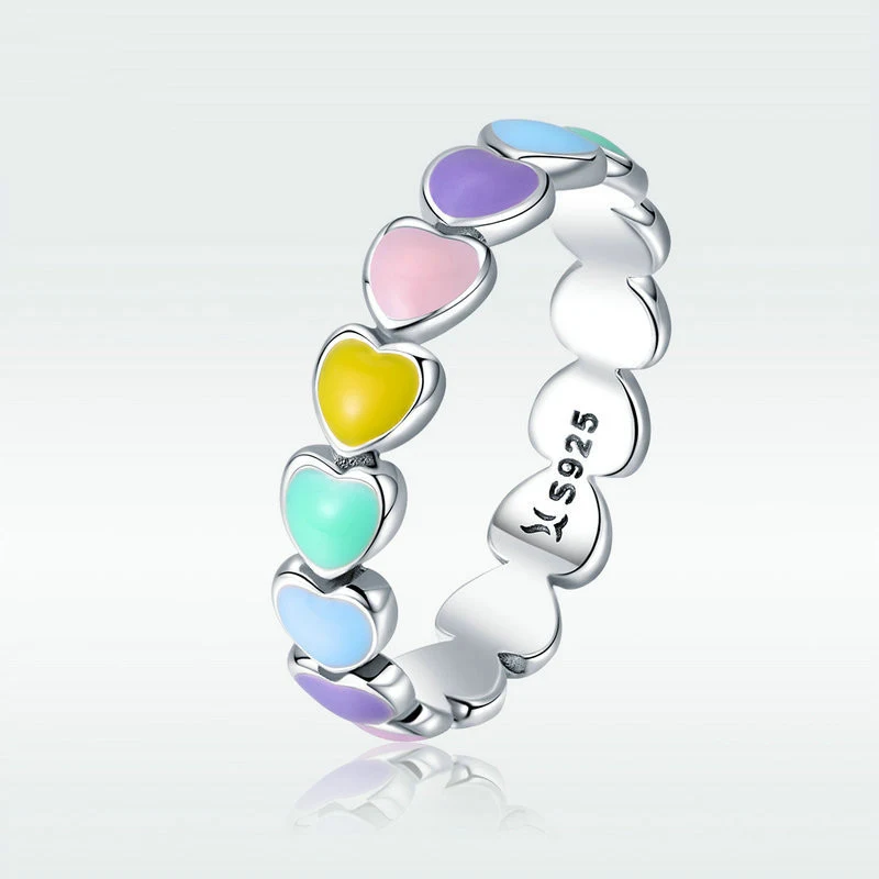 Title 3, Regenbogen Herz Ring Ohrring Zubehörset für sti...