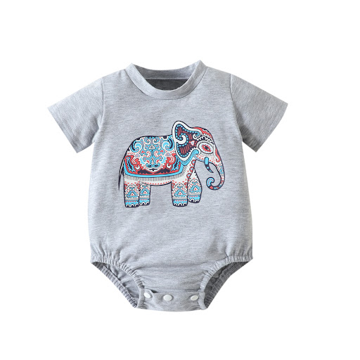Title 7, Elephant printed cute triangle jumpsuit baby cl...