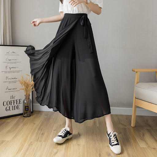 Title 4, Womens Plus Size Pleated Chiffon Pant Skirt wi...