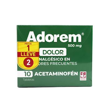 Adorem Acetaminofén 500 mg Siegfried 2 Cajas x 10 Tabletas  