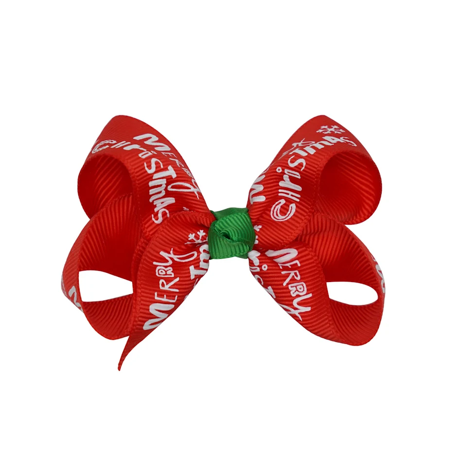 Santa Claus Printed Bow Barrettes, European and American Style, Festive Hair Accessories for Christmas and Holiday Celeb