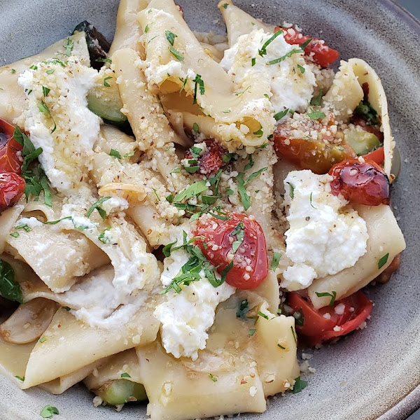 Pappardelle pasta w/ dairy-free ricotta, brazil nut parmesan