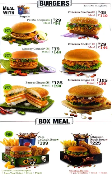 KFC menu 