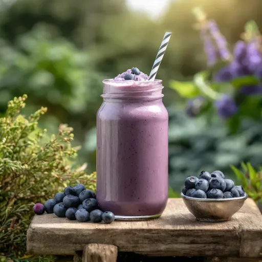 Blueberry Whey Protein Shake [450 Ml, Mason Jar]