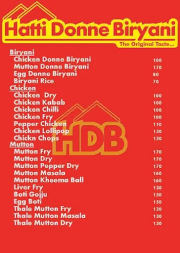 Hatti Donne Biryani menu 